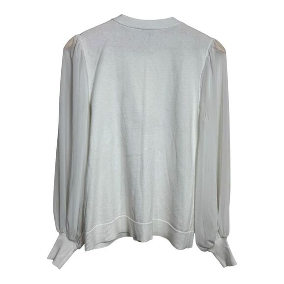 CeCe Neck Bow Sheer Sleeved Sweater Medium - Picture 3 of 7